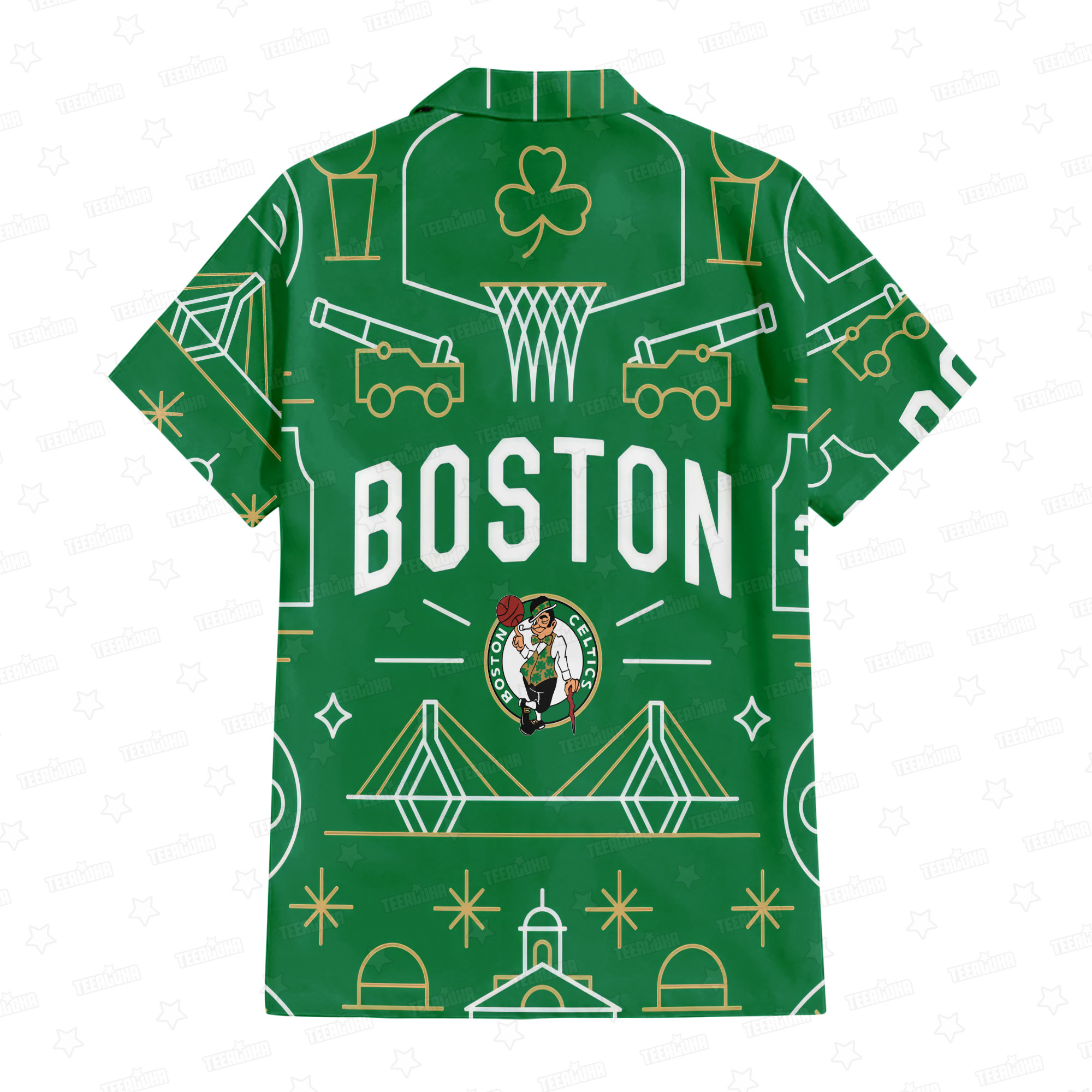 Boston Celtics Illustration Hawaiian Shirt Boston Celtics Illustration Hawaiian Shirt