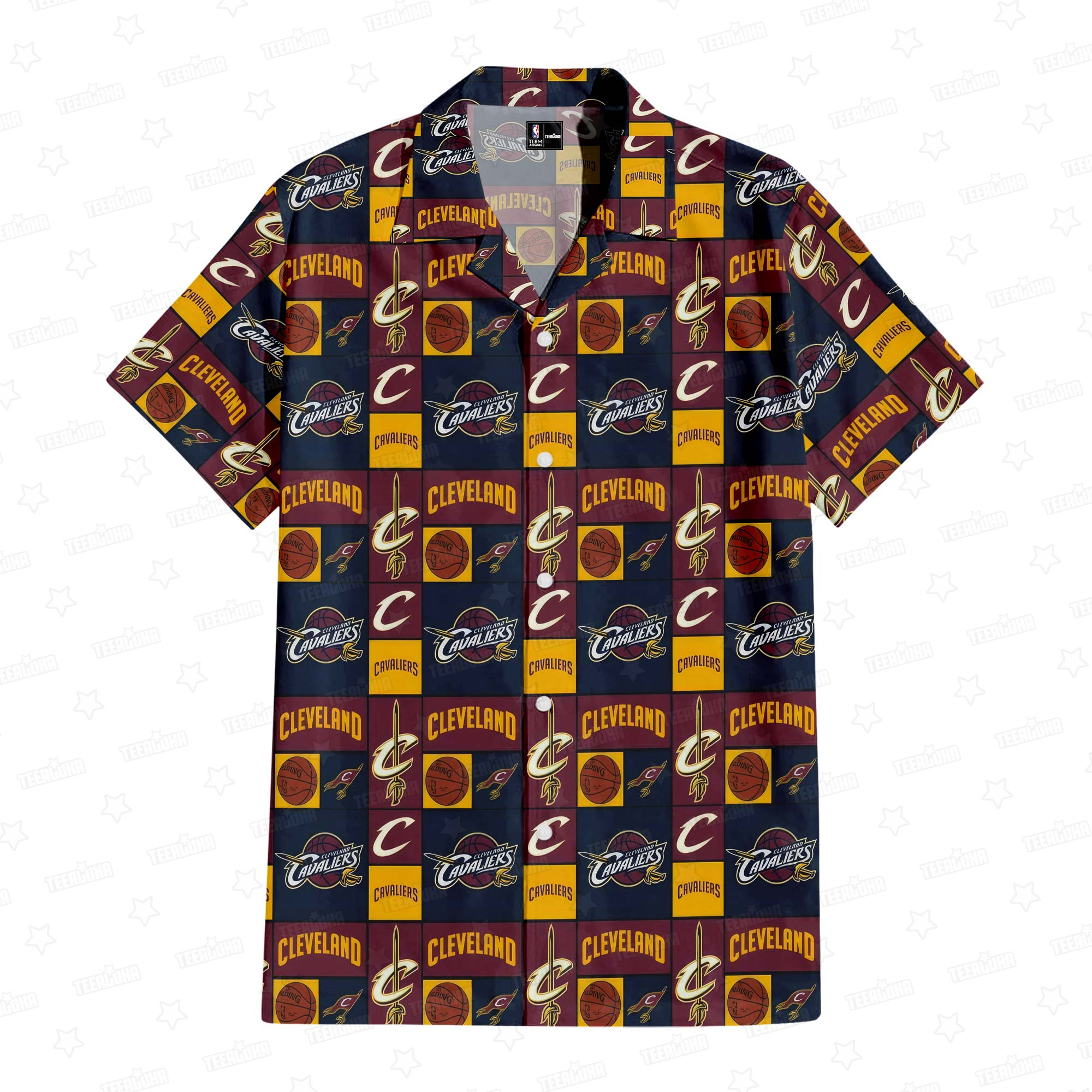 Cleveland Cavaliers Crowned Court Hawaiian Shirt Cleveland Cavaliers Crowned Court Hawaiian Shirt