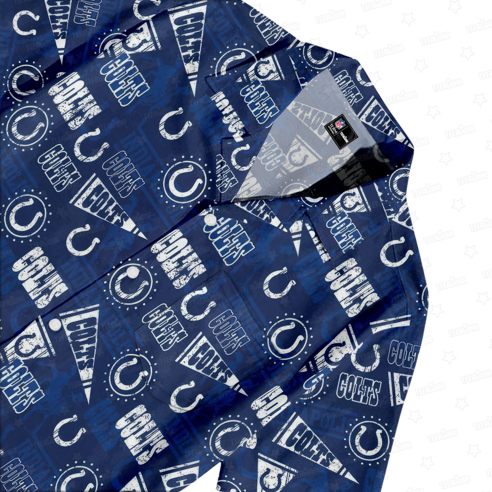 Indianapolis Colts Gridiron Majesty Hawaiian Shirt Indianapolis Colts Gridiron Majesty Hawaiian Shirt