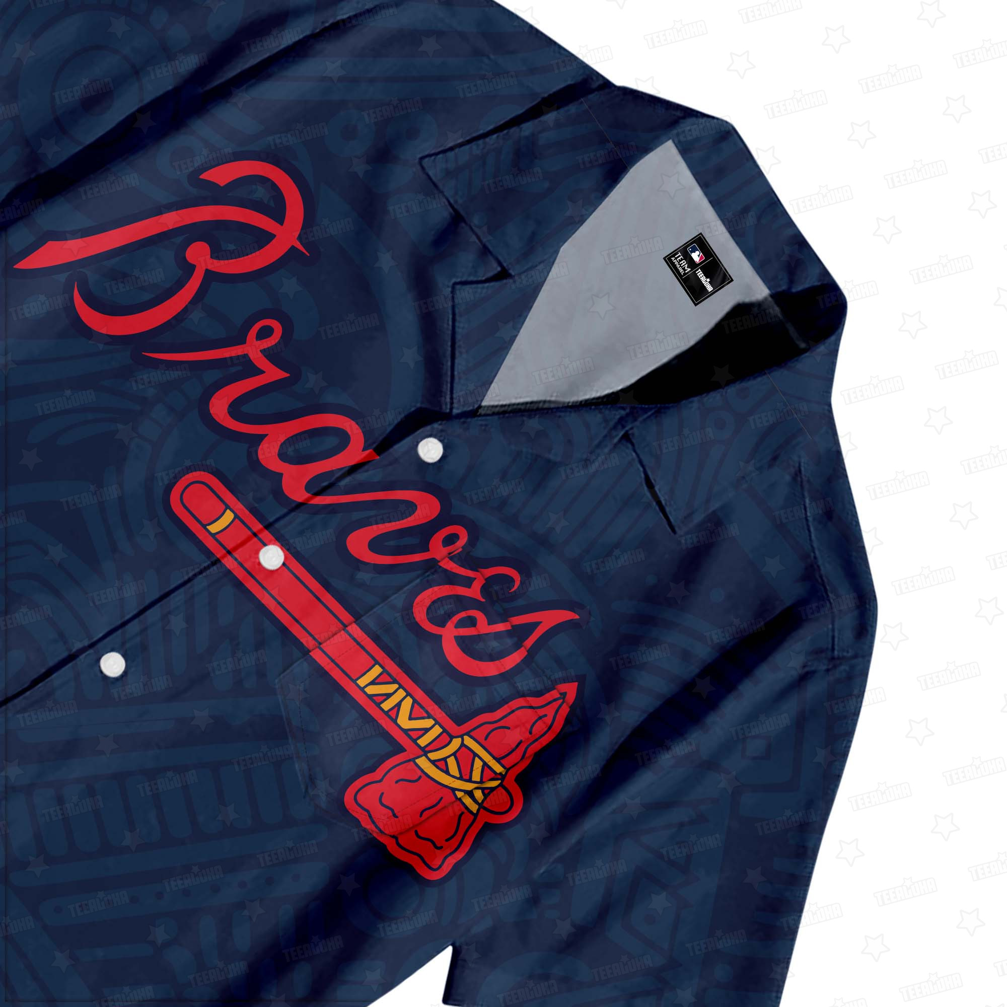 Atlanta Braves Tribal Motifs Hawaiian Shirt Atlanta Braves Tribal Motifs Hawaiian Shirt