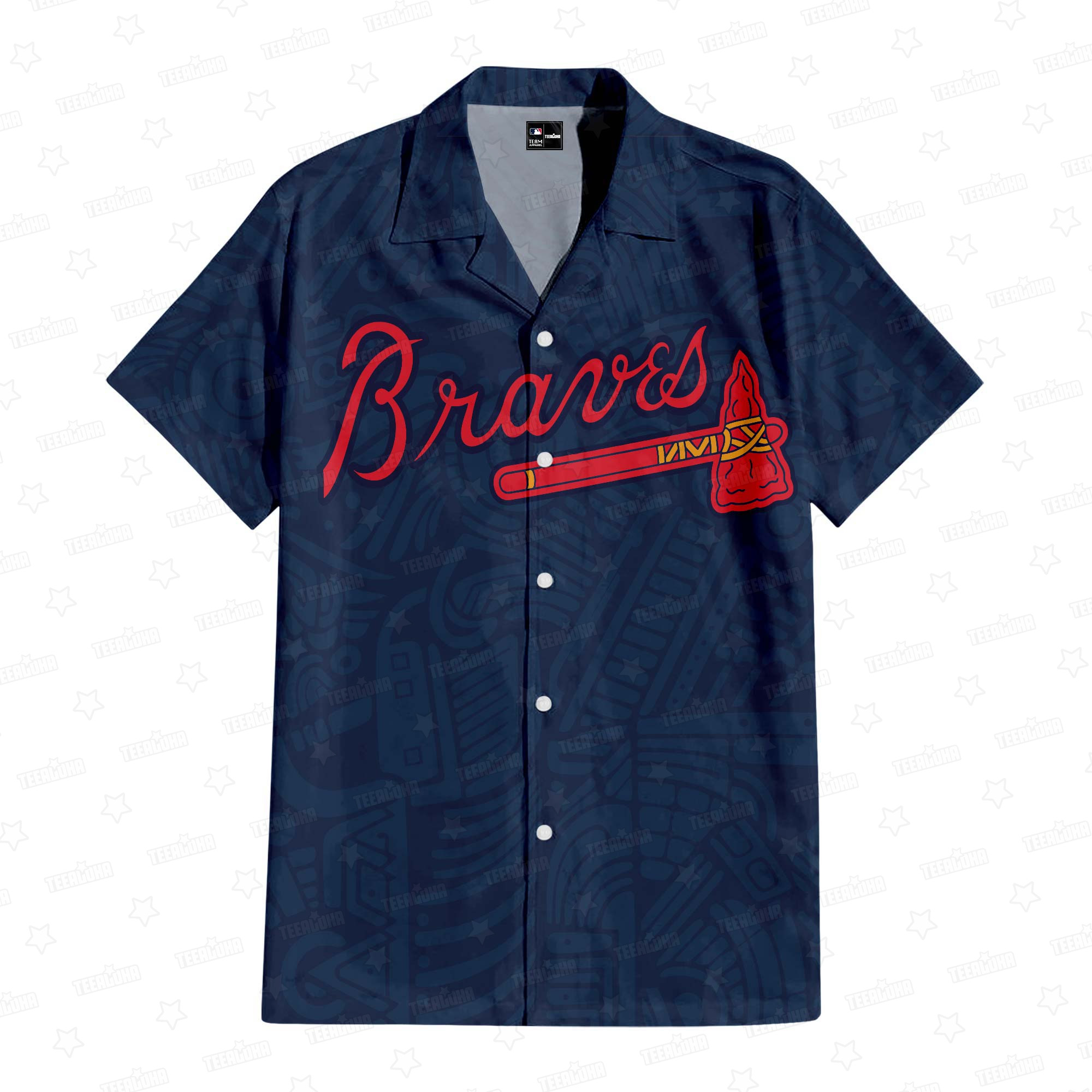 Atlanta Braves Tribal Motifs Hawaiian Shirt Atlanta Braves Tribal Motifs Hawaiian Shirt