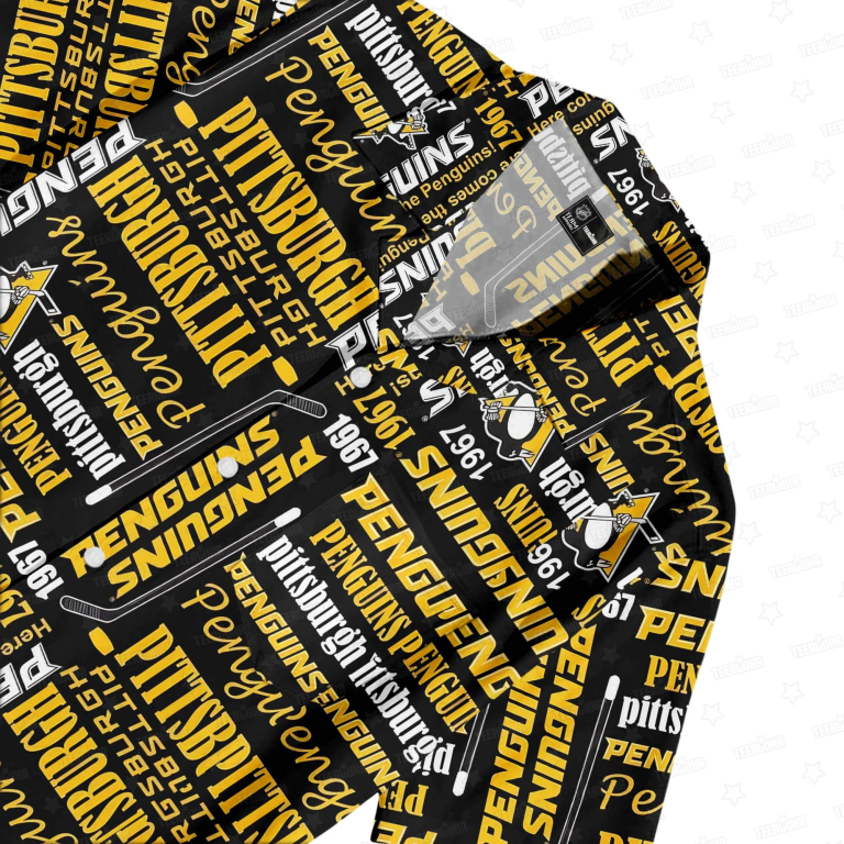 Pittsburgh Penguins Iconic Typography Hawaiian Shirt