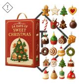 Gingerbread Candy Cane Christmas Tree Ornaments Advent Calendar 24 Miniature Sweet Treats Holiday Set